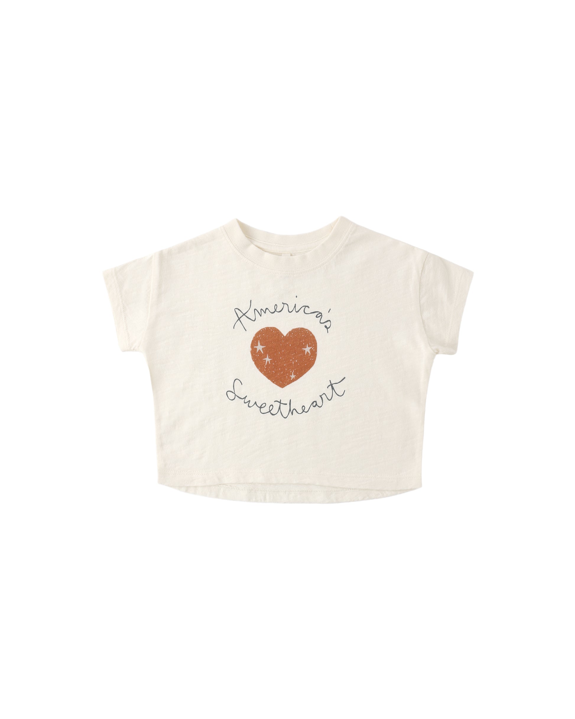 Rylee & Cru Americas Sweetheart Boxy Tee in ivory, featuring a relaxed fit with a classic crew neckline and short sleeves.