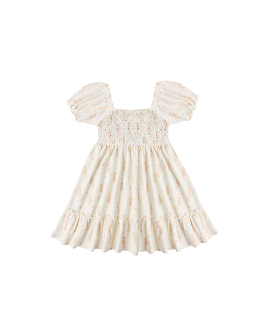 Seahorses Sage Jersey Dress by Rylee & Cru, soft ivory fabric with seahorse print, featuring a comfortable, casual fit.