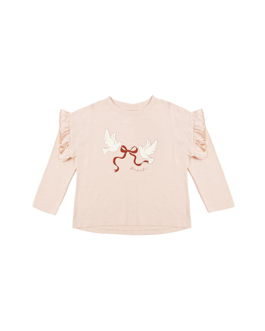 Peace Long Sleeve Ruffle Tee