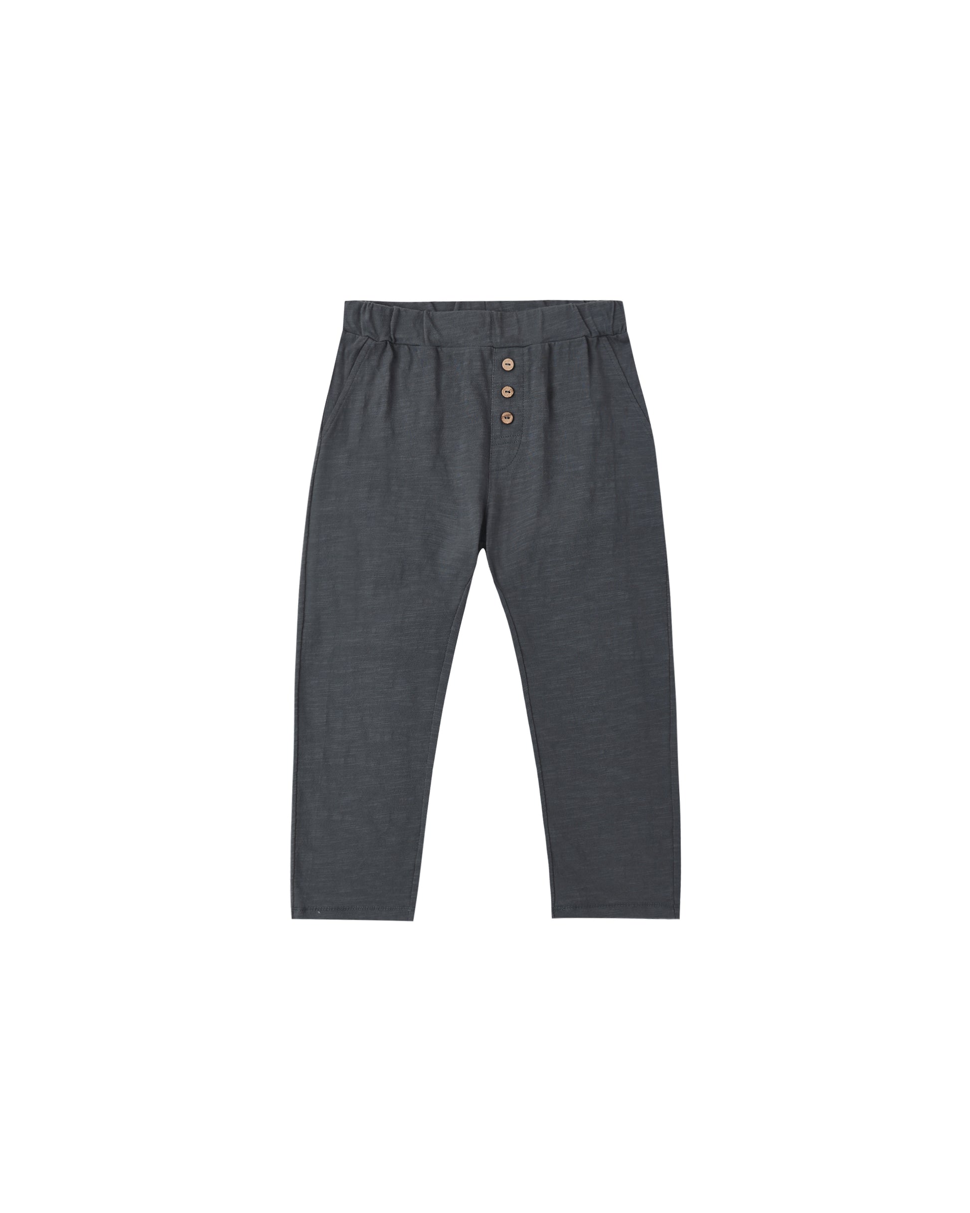Rylee & Cru Midnight Cru Pant in dark fabric with relaxed fit and elastic waistband, displayed on a neutral background.