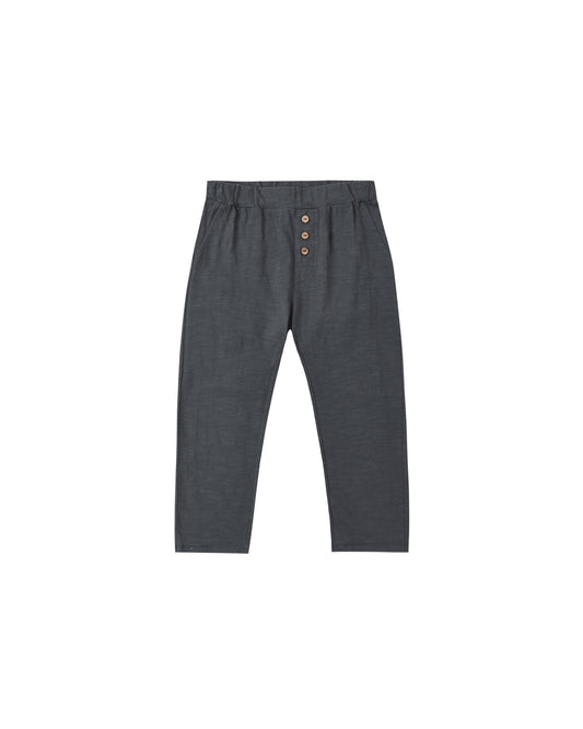 Rylee & Cru Midnight Cru Pant in dark fabric with relaxed fit and elastic waistband, displayed on a neutral background.