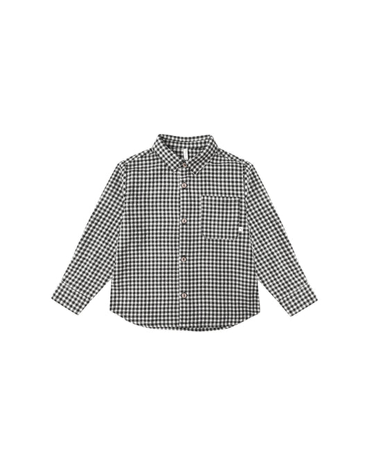 Black Gingham Collared Long sleeve Shirt