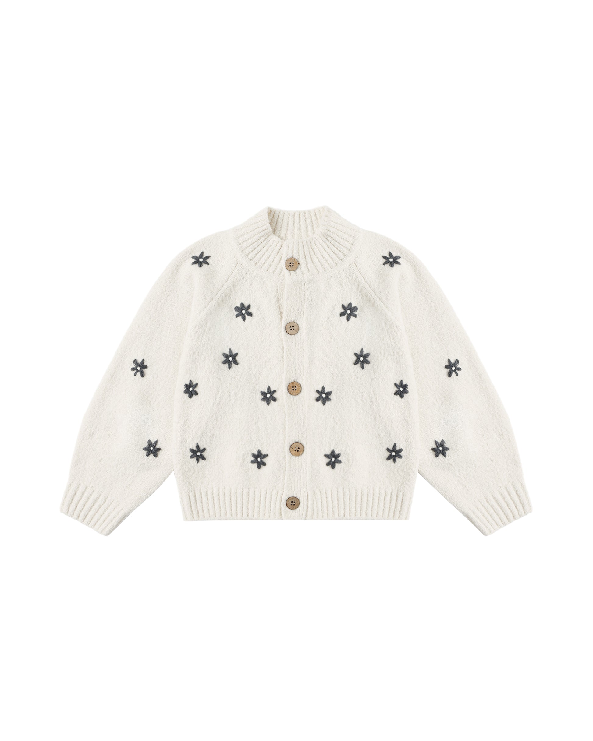 Natural-colored Midnight Daisy Tulip Cardigan by Rylee & Cru, featuring a soft knit fabric and tulip-inspired design.