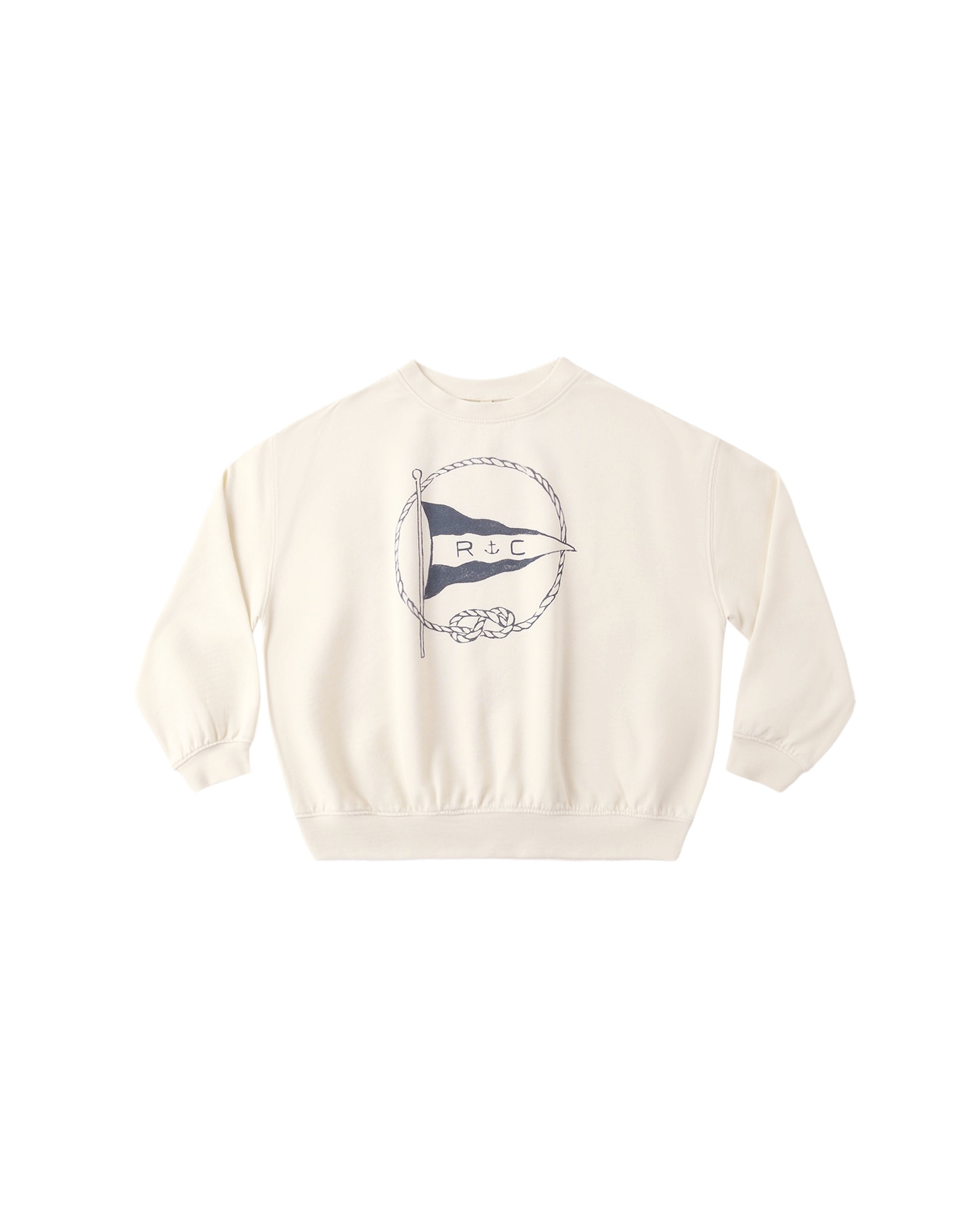 Rylee & Cru nautical flag sweatshirt in natural color, featuring a maritime-inspired flag design on a cozy sweatshirt.