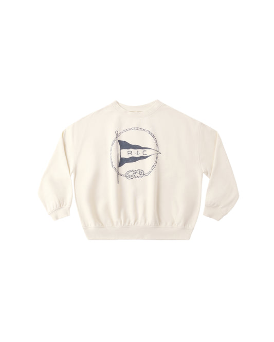 Rylee & Cru nautical flag sweatshirt in natural color, featuring a maritime-inspired flag design on a cozy sweatshirt.