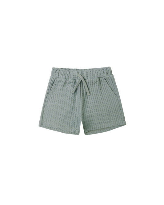 Sea green relaxed shorts by Rylee & Cru displayed on a neutral background, showcasing soft fabric and casual fit.