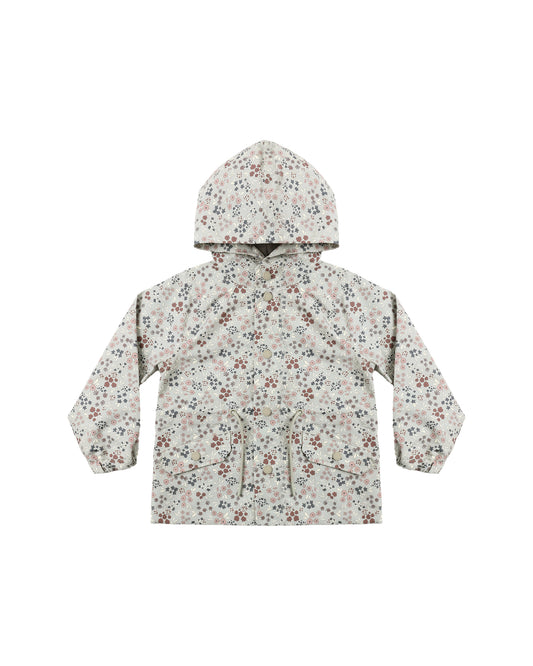 Rylee & Cru garden raincoat in sage green, lightweight waterproof jacket with a hood, suitable for outdoor gardening.