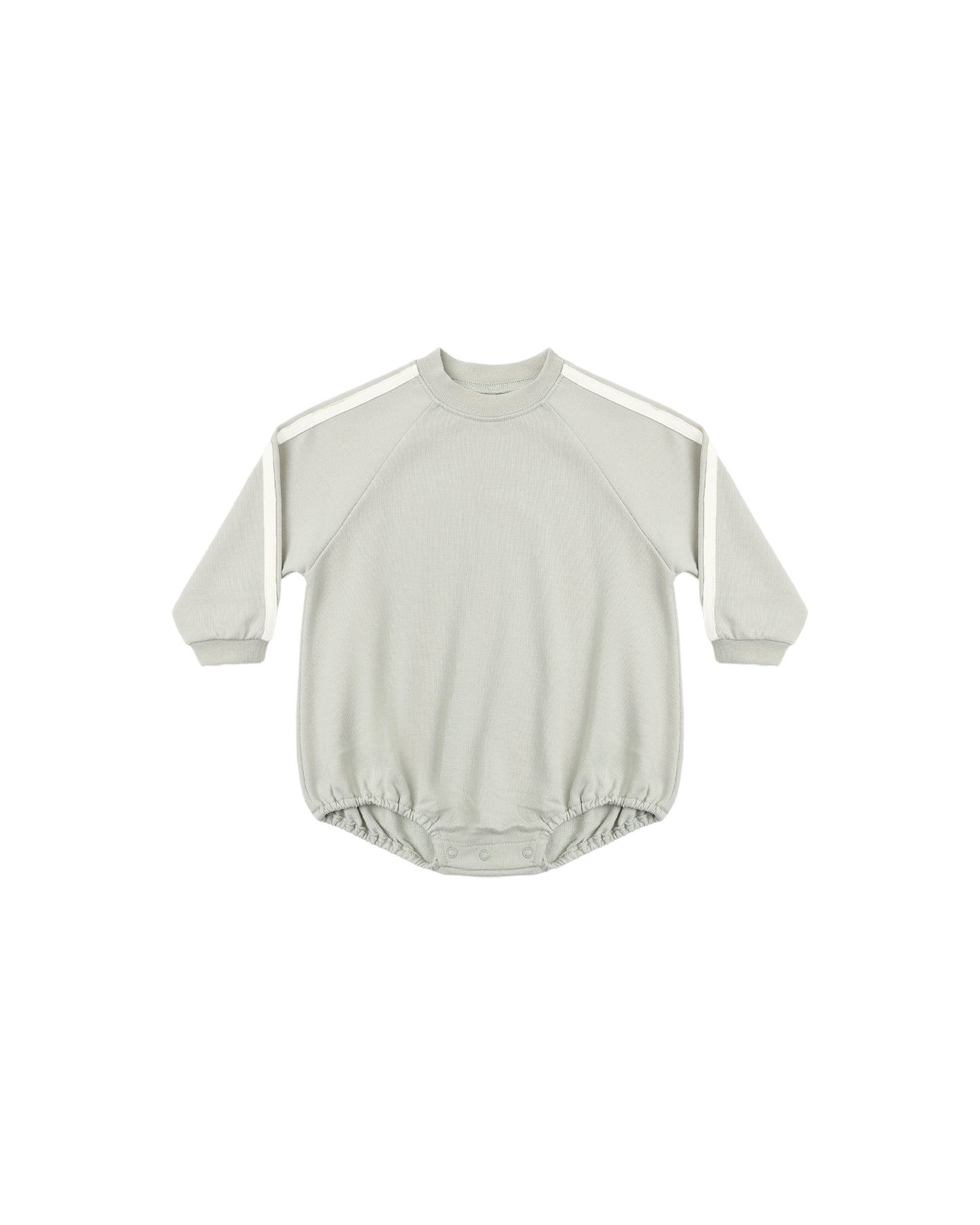 Rylee & Cru sage crew neck romper for kids, soft cotton fabric with long sleeves and a comfortable fit.