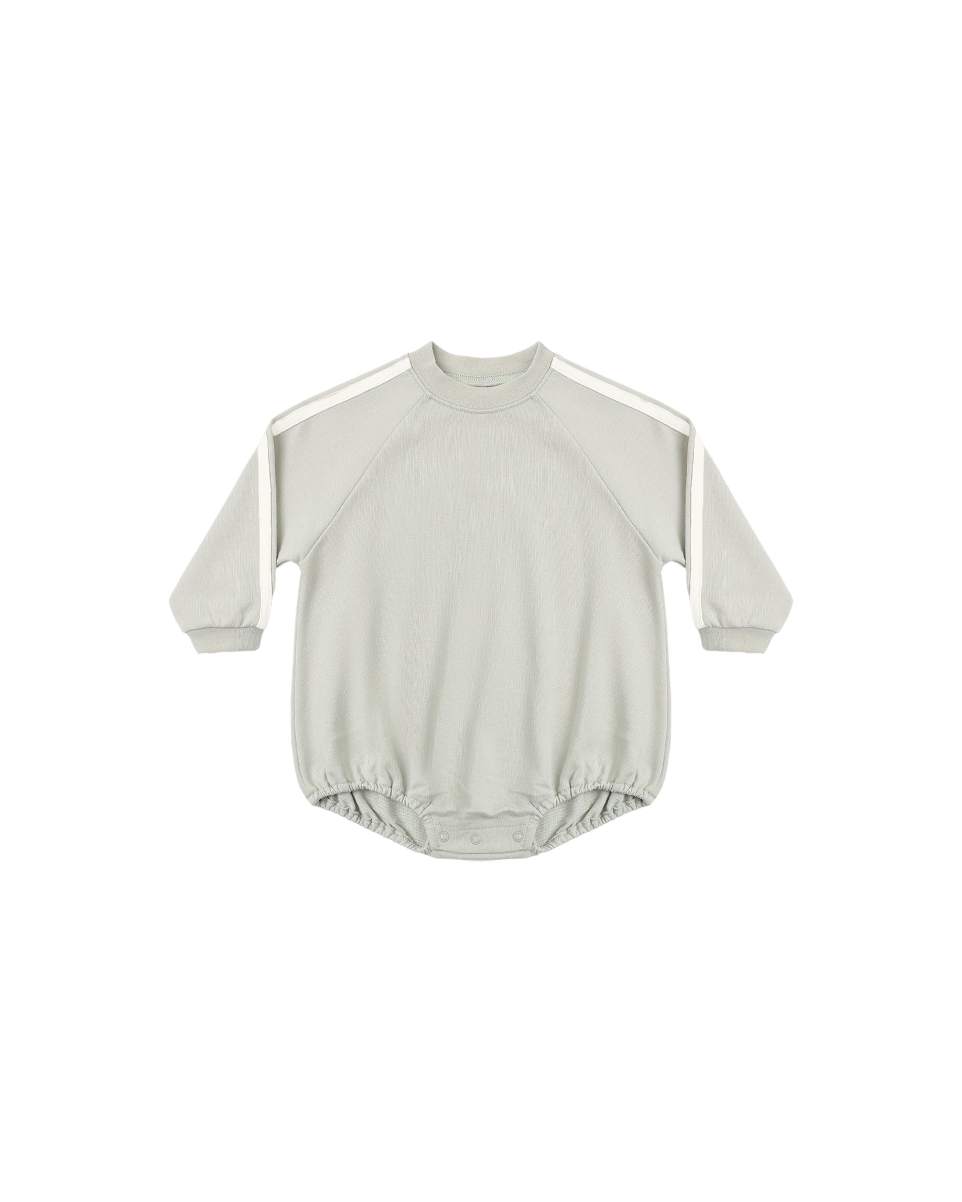 Rylee & Cru sage crew neck romper for kids, soft cotton fabric with long sleeves and a comfortable fit.