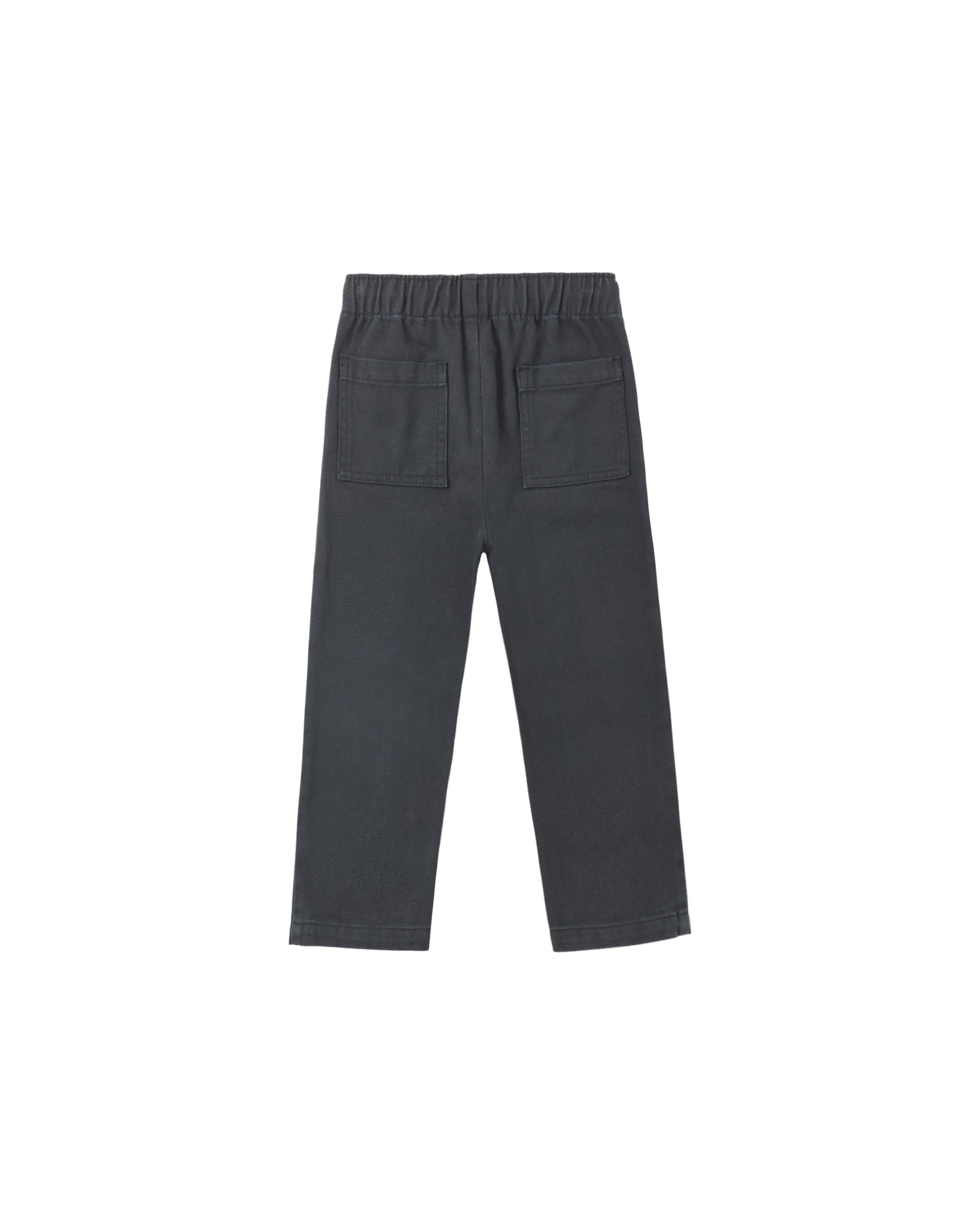 Rylee & Cru Midnight Kalen Pant in dark fabric, featuring a relaxed fit with side pockets and an elastic waistband.