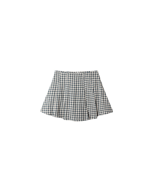 Rylee & Cru - Navy Check Pleated Mini Skirt