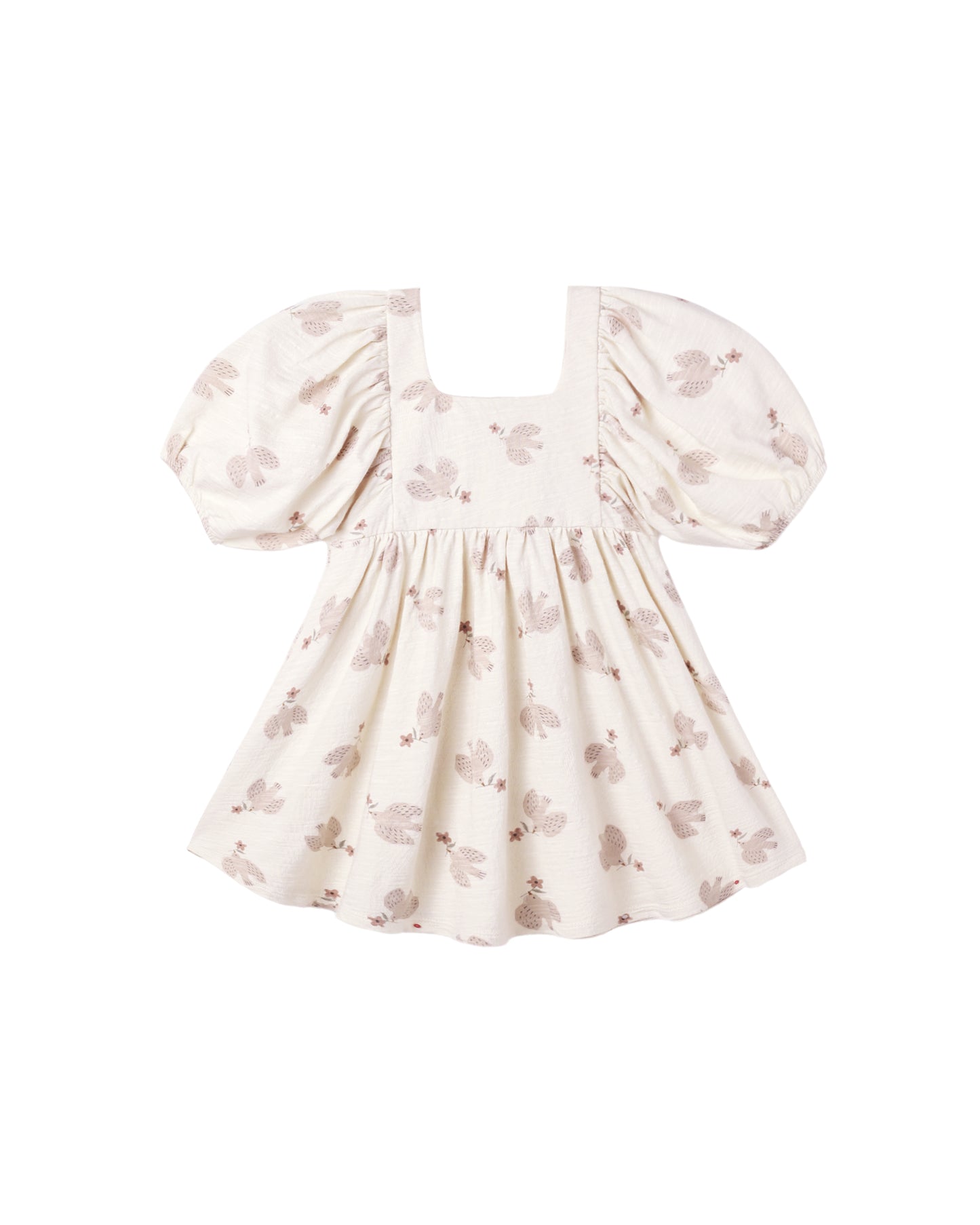 Rylee & Cru Sparrows Brea Dress in natural color, featuring a soft fabric and charming bird print for girls' casual wear.