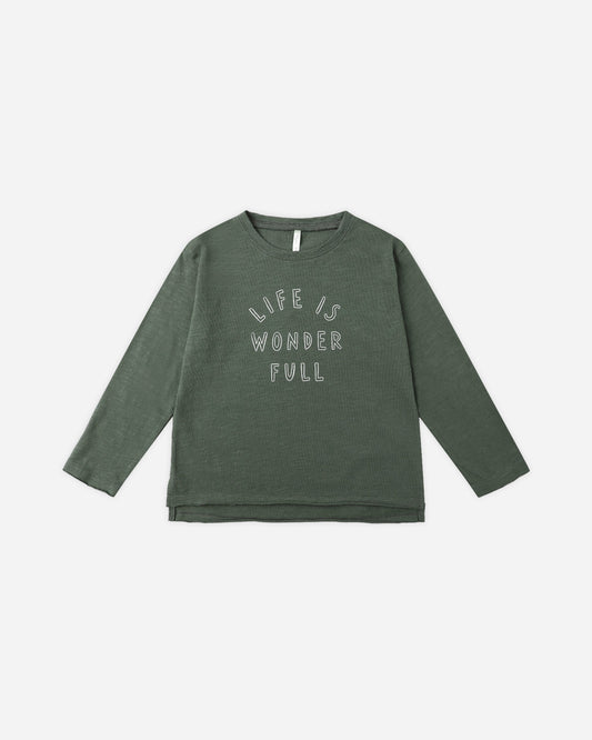 Life Is Wonder Full Raw Edge Long Sleeve Tee