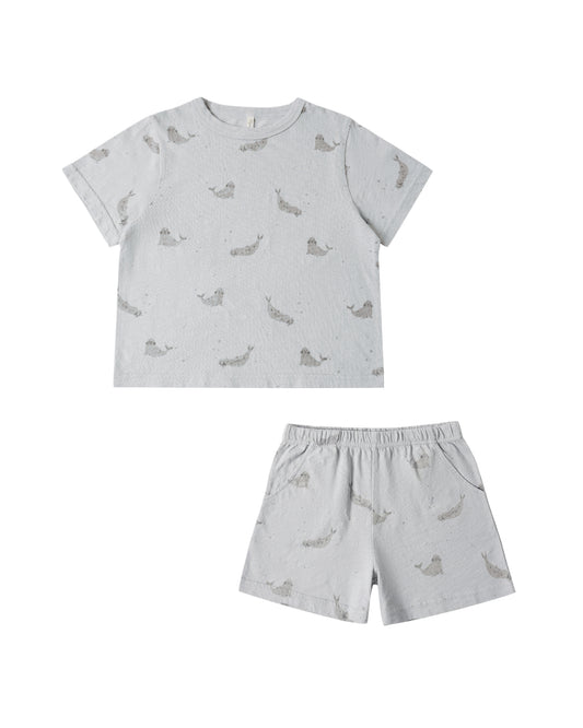 Blue Seals Play Set by Rylee & Cru featuring soft fabric seals and playful design for infants and toddlers.