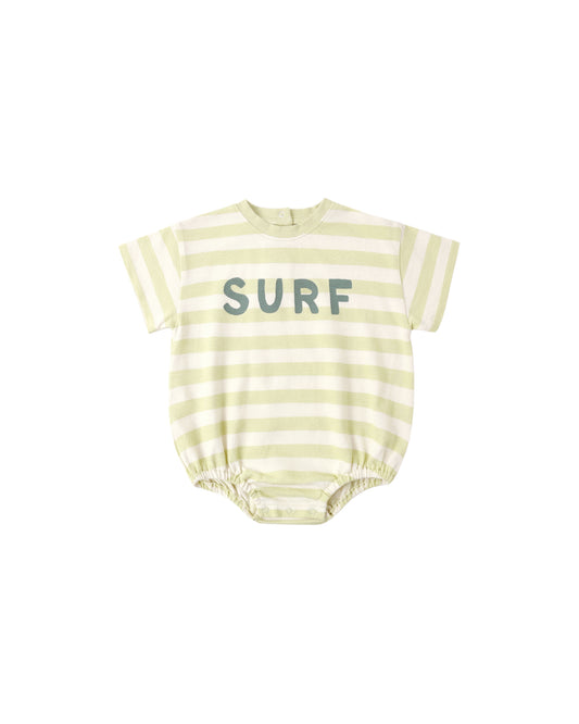 Rylee & Cru Surf Relaxed Bubble Romper in citron, made of soft fabric, featuring a relaxed fit and playful bubble design for children.