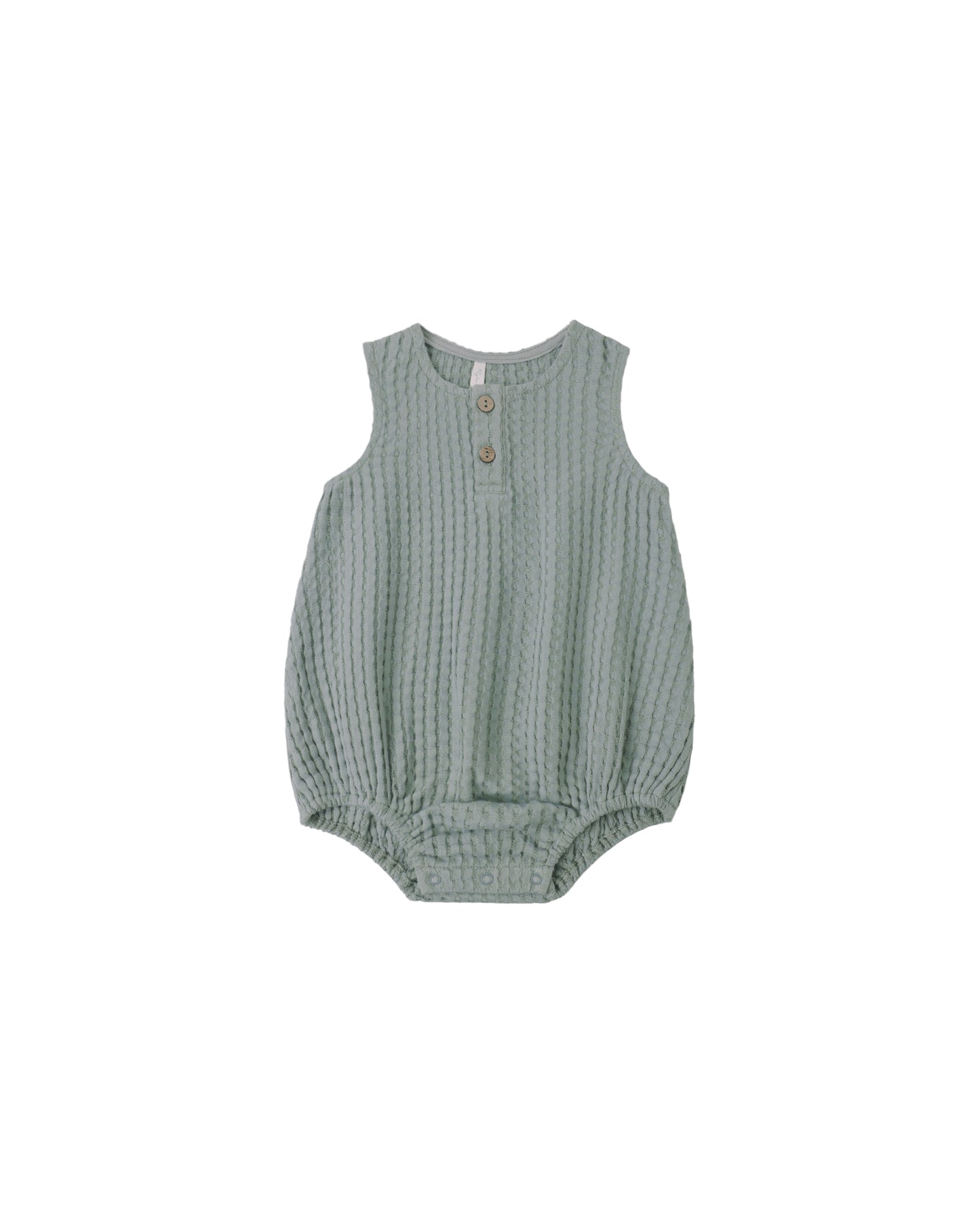 Sea green Beau romper by Rylee & Cru, featuring a relaxed fit and playful design for kids.