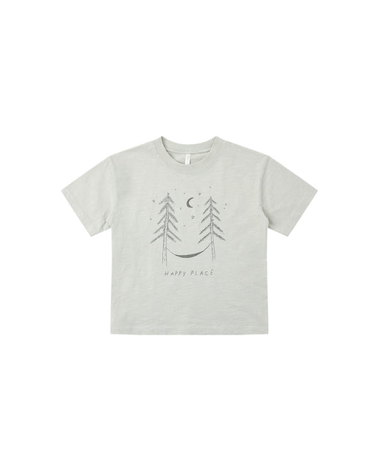 Rylee & Cru Happy Place Relaxed Tee in sage green, soft cotton, casual fit, with a relaxed neckline and short sleeves.
