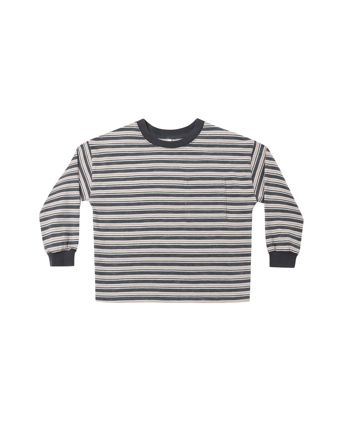 Rylee & Cru blue stripe relaxed long sleeve tee with a comfortable fit, featuring a soft fabric and casual style.