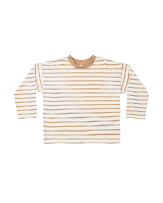 Fawn stripe Camden long sleeve tee by Rylee & Cru, featuring soft fabric and classic design, shown on a white background.