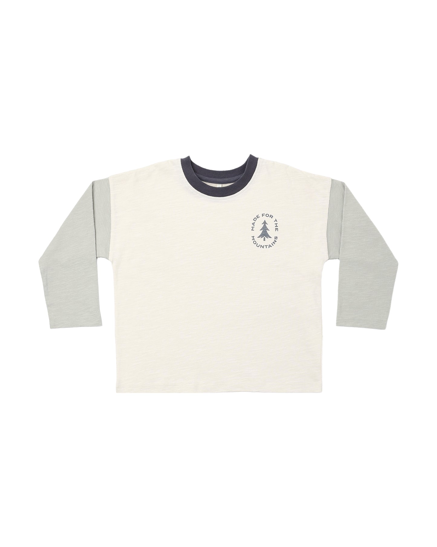 Rylee & Cru Made for the Mountains Camden long sleeve tee in natural color, featuring a comfortable fit and mountain-inspired design.