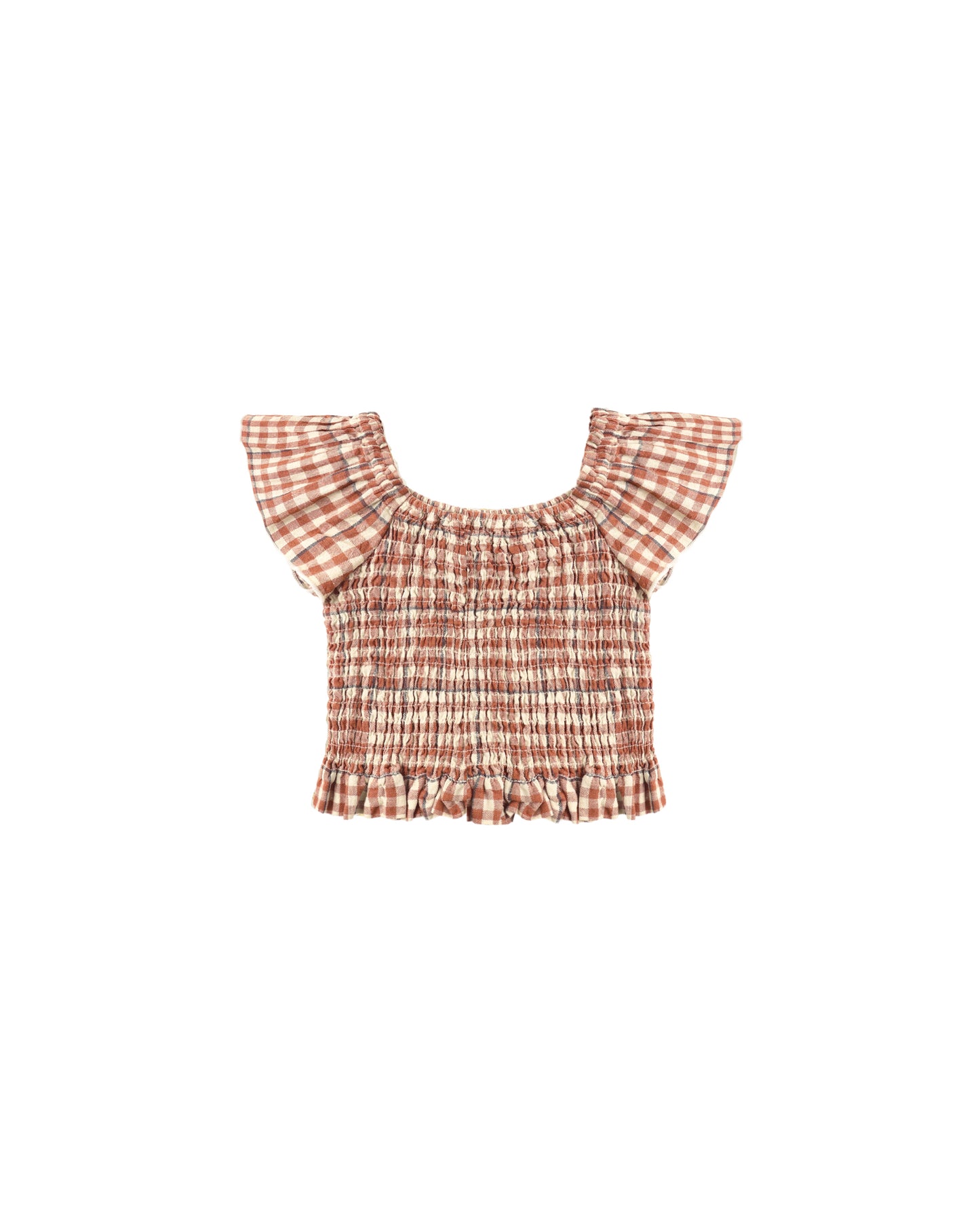 Rylee & Cru Poppy Gingham Zayla Top in Poppy color, featuring a gingham pattern and stylish design, displayed on a mannequin.