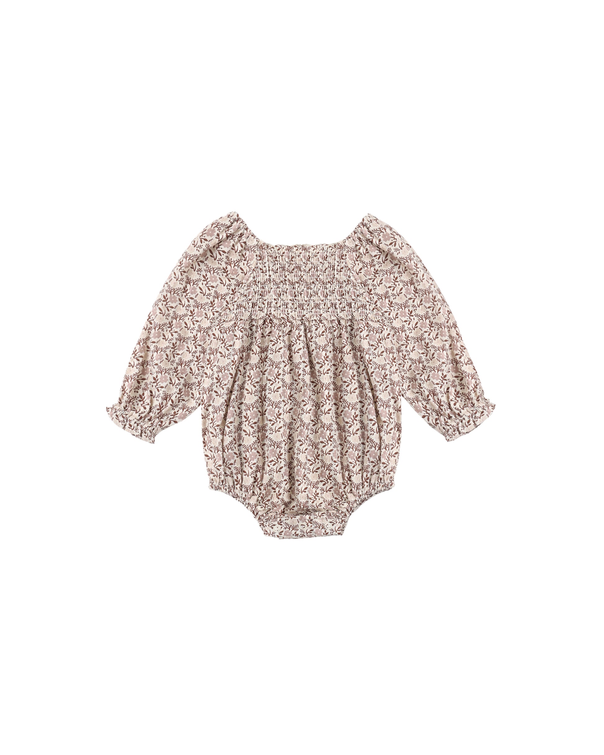 Rylee & Cru Primrose Adelaide romper in natural fabric, featuring soft material and stylish design for babies and toddlers.