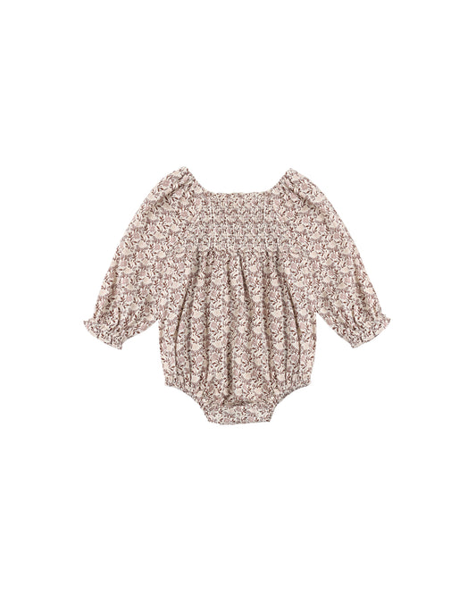 Rylee & Cru Primrose Adelaide romper in natural fabric, featuring soft material and stylish design for babies and toddlers.