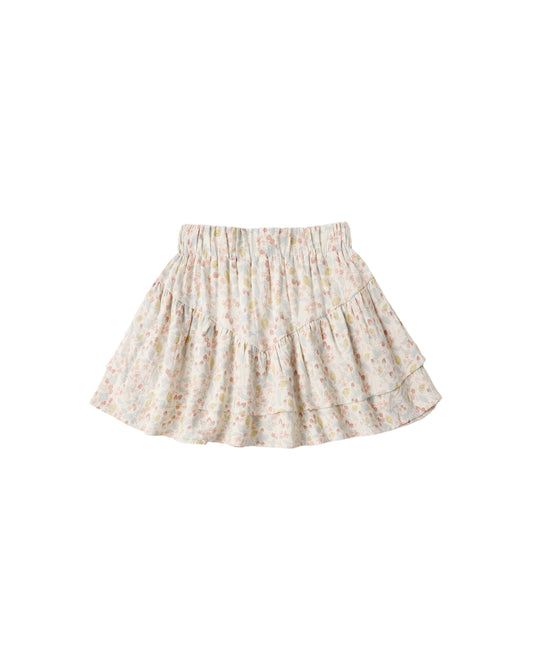 Rylee & Cru summer garden tiered mini skirt in ivory, featuring a flowy, layered design perfect for warm weather.