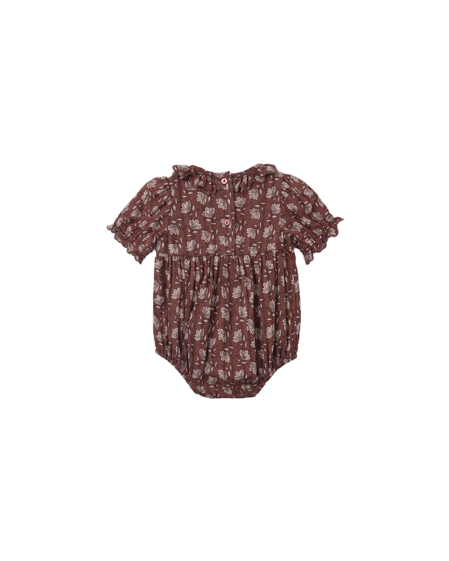 Rylee & Cru Mulberry Iris Liv romper for babies, featuring soft fabric, floral pattern, and adjustable straps.