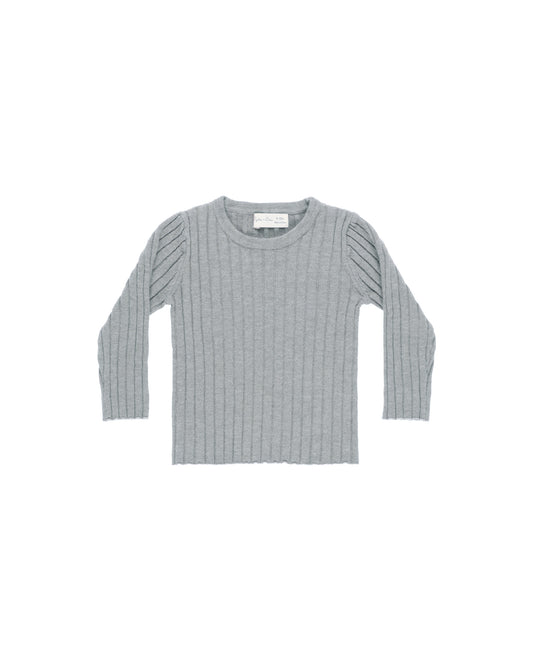 Dusty Blue Long Sleeve Knit Top