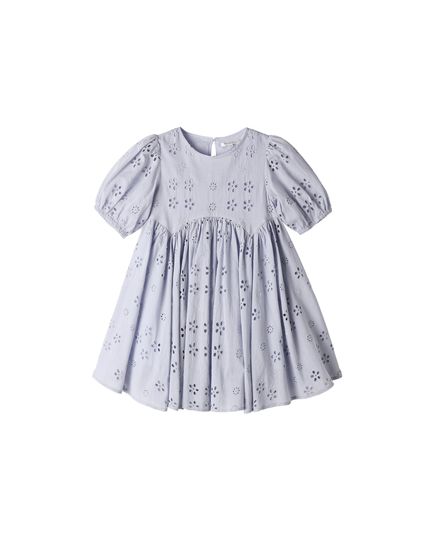 Periwinkle Rylee & Cru dress with a floral rose print, showcasing a soft fabric and elegant design for girls.