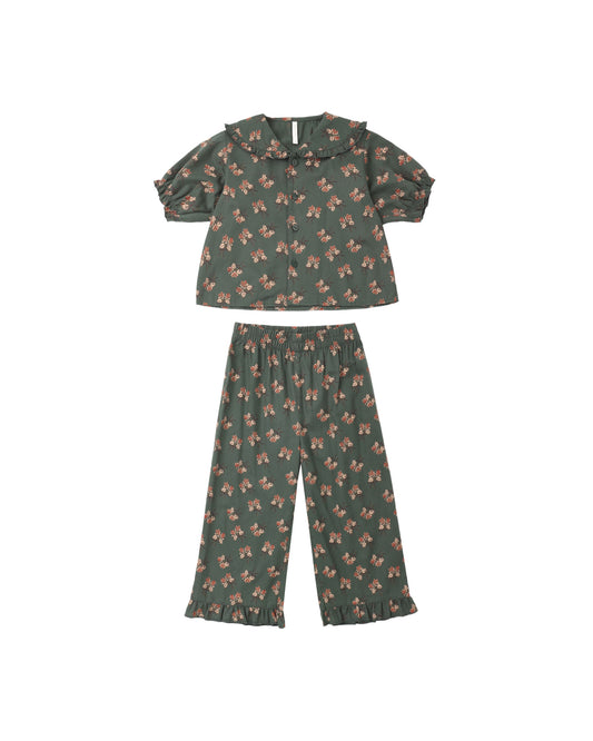 Evergreen Bouquet Ruffle Pajamas