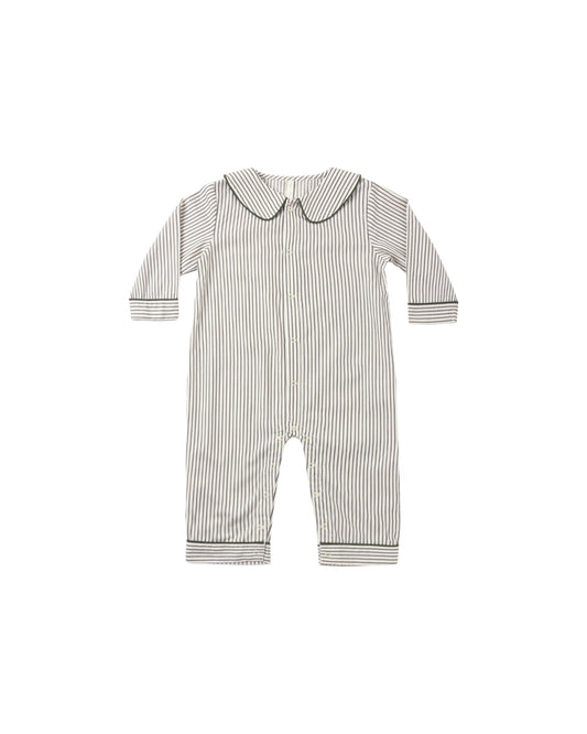 Evergreen Stripe Baby Pajama Romper