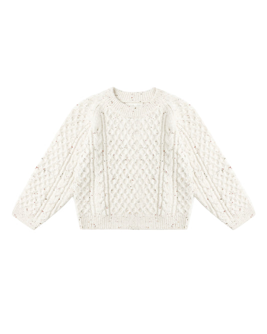 Natural Speckled Cable Knit Sweater