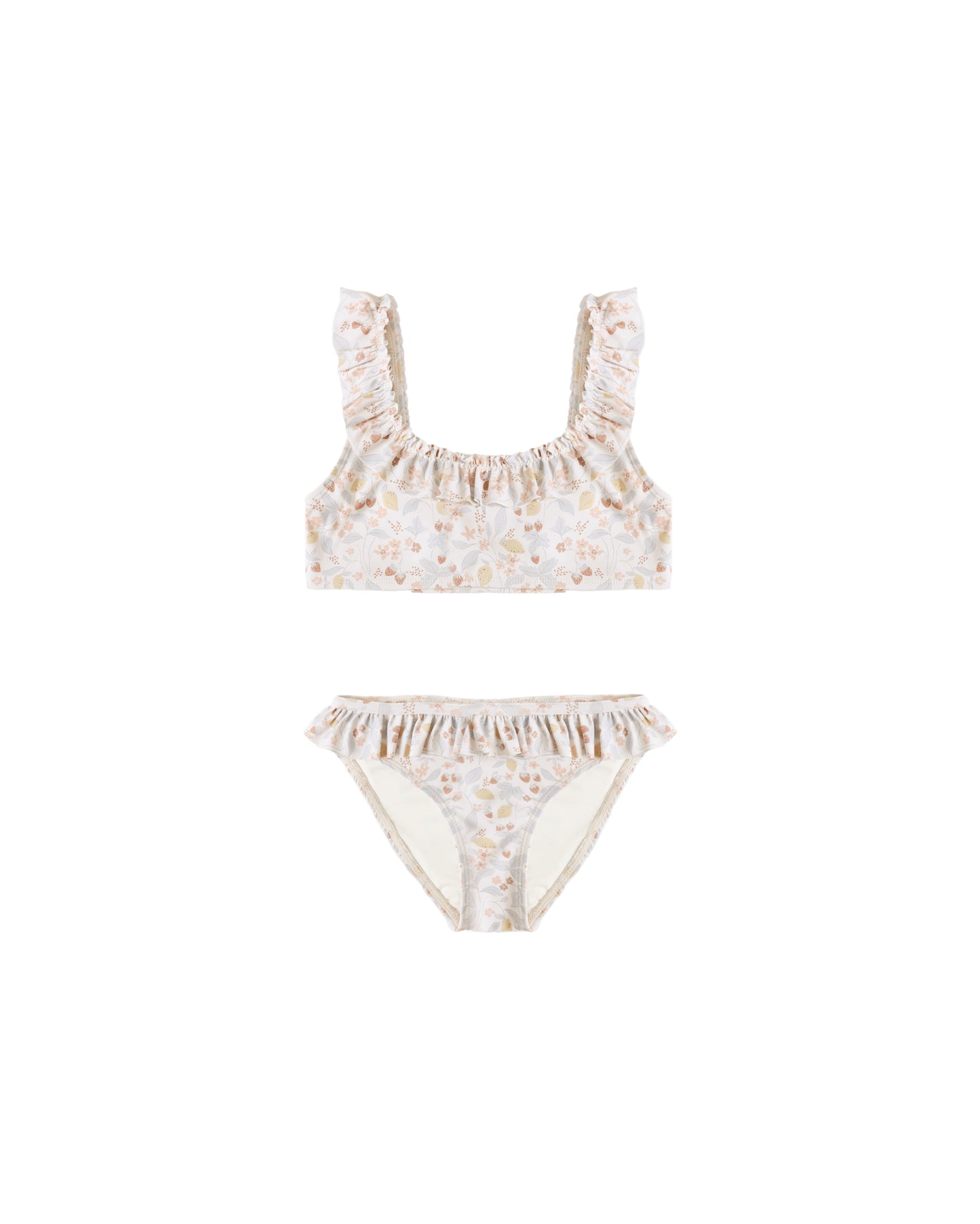 Rylee & Cru Summer Garden Giana Bikini in ivory, featuring floral pattern and adjustable straps, perfect for summer beachwear.