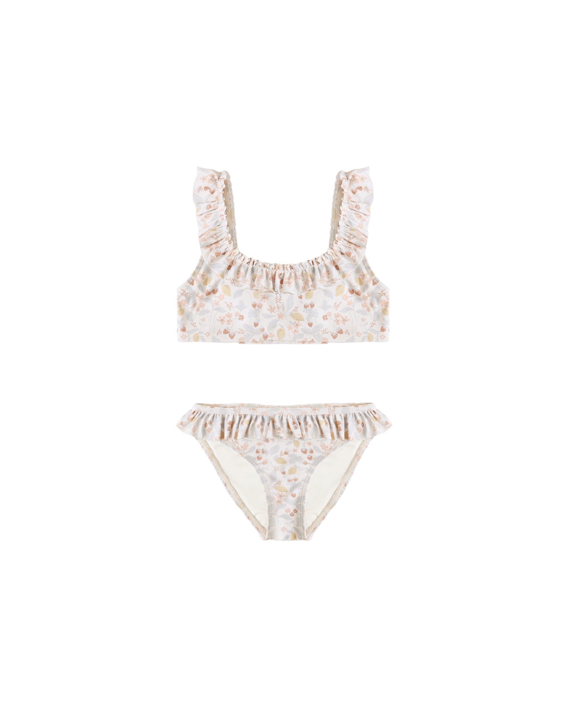 Rylee & Cru Summer Garden Giana Bikini in ivory, featuring floral pattern and adjustable straps, perfect for summer beachwear.