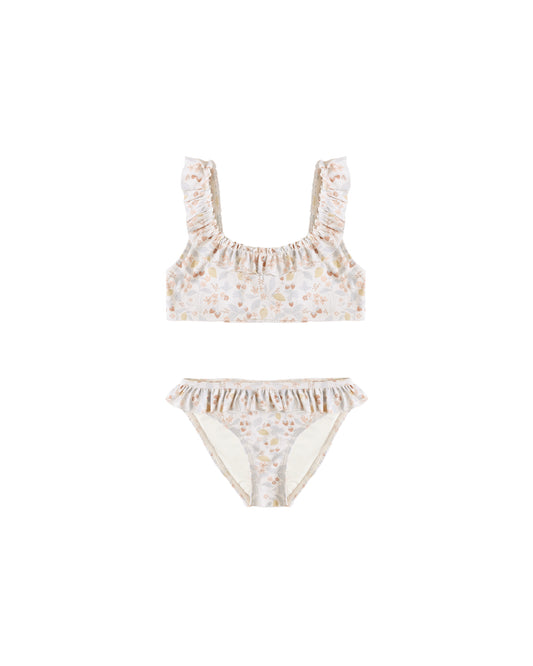 Rylee & Cru Summer Garden Giana Bikini in ivory, featuring a floral print with adjustable straps and a comfortable fit.