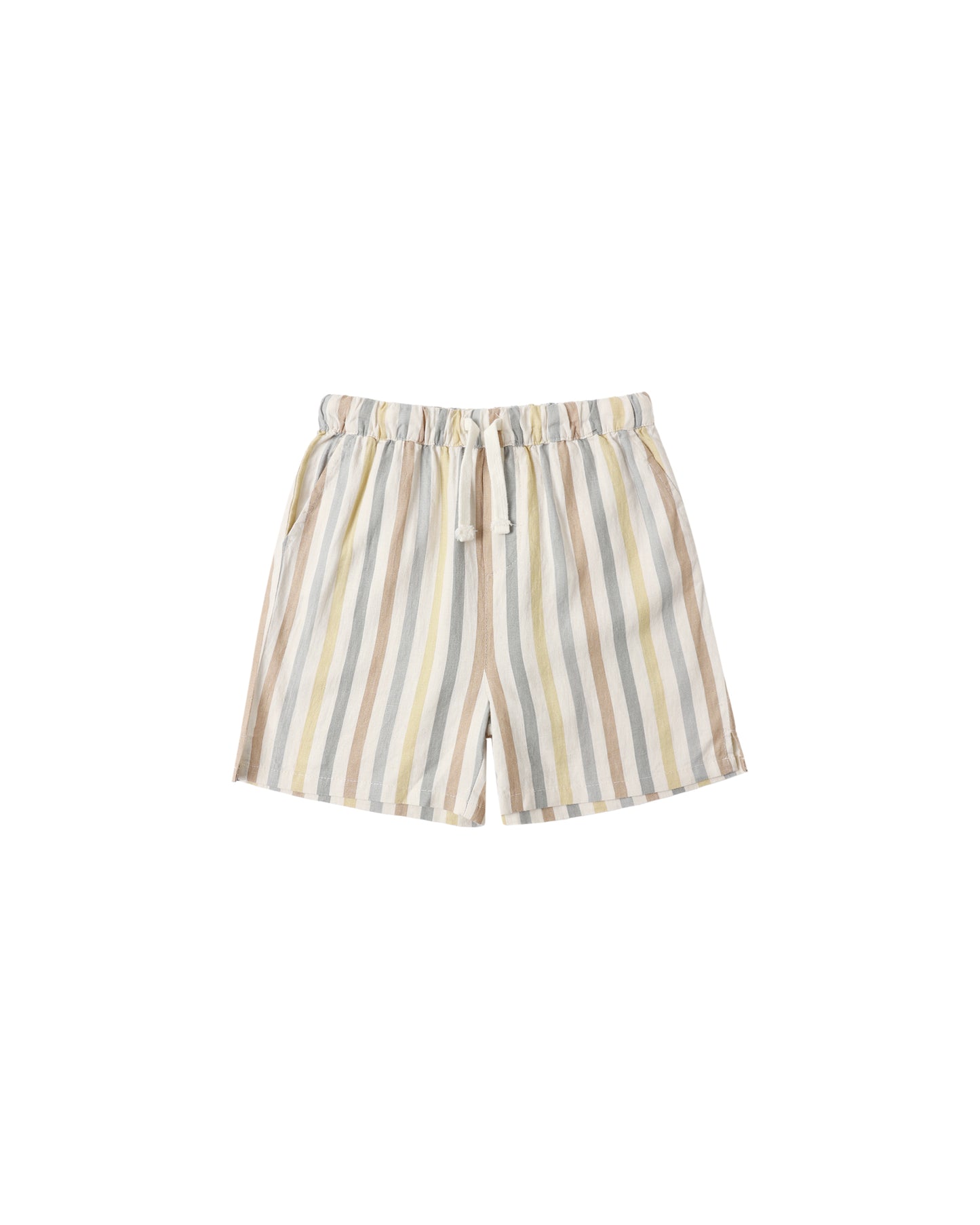 Rylee & Cru Valencia Stripe Perry Shorts in natural with colorful stripe pattern, casual kids' shorts for warm weather.