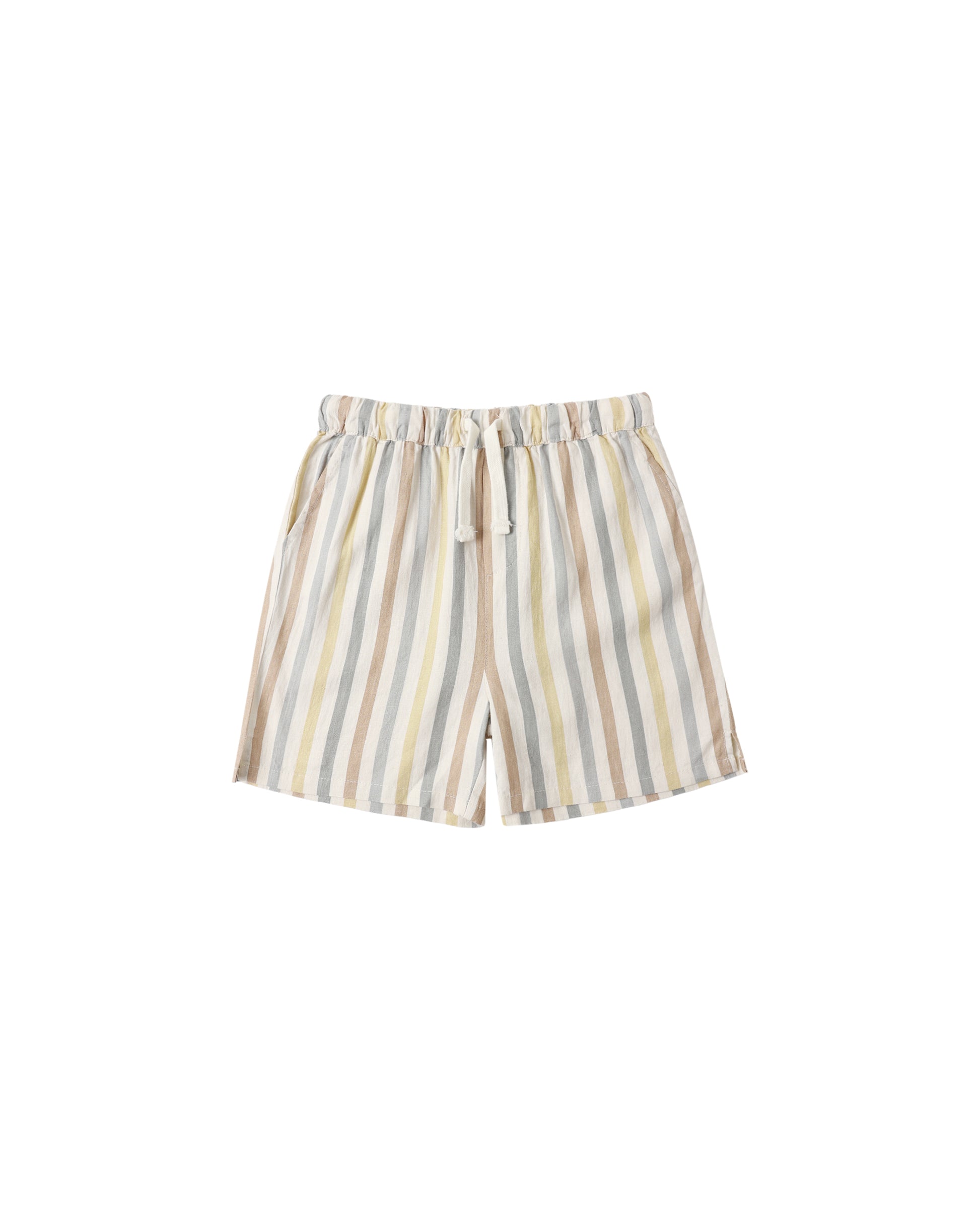 Rylee & Cru Valencia Stripe Perry Shorts in natural with colorful stripe pattern, casual kids' shorts for warm weather.