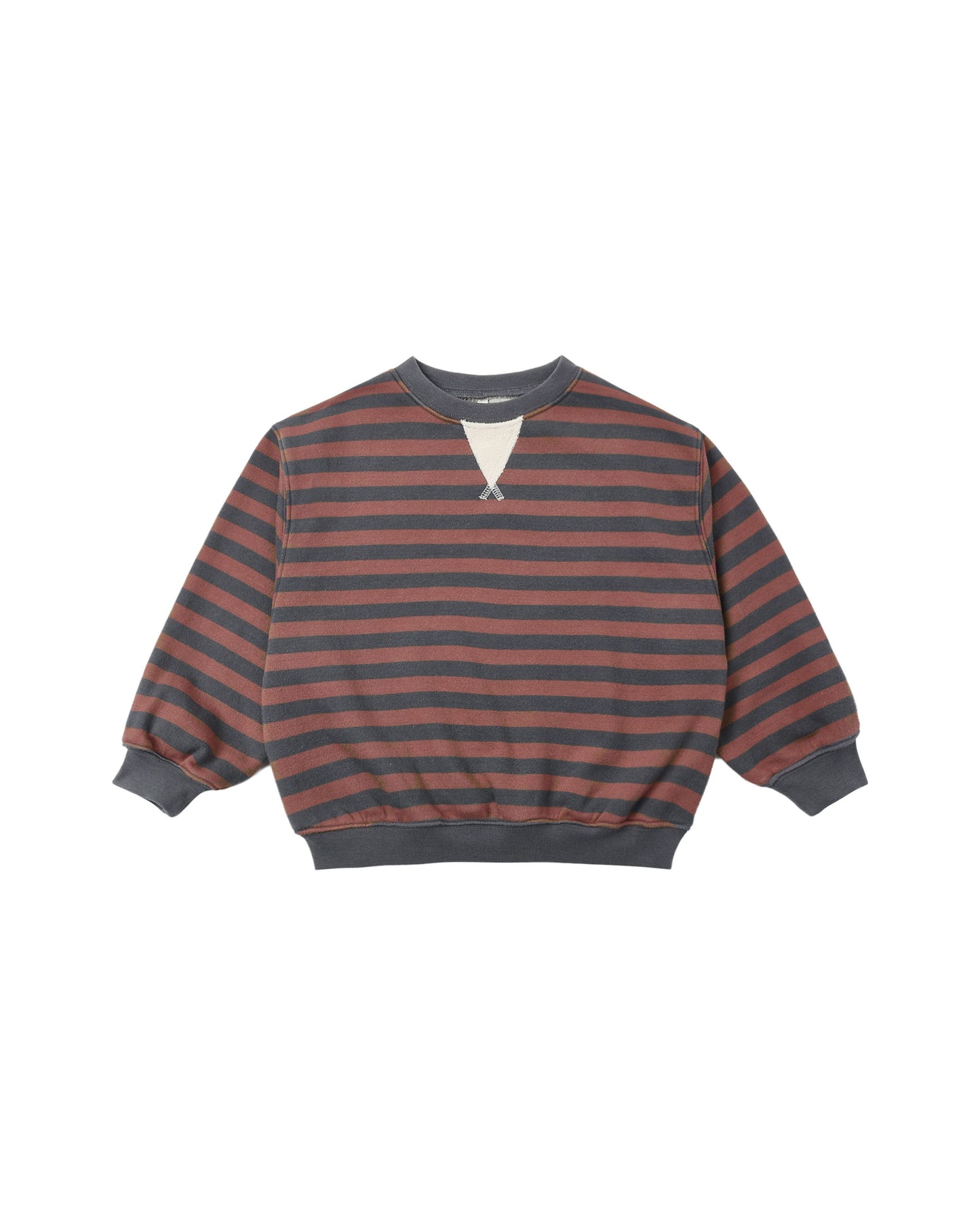 Rylee & Cru Mulberry Stripe Oversized Crew sweatshirt in midnight with bold stripe pattern and relaxed fit.