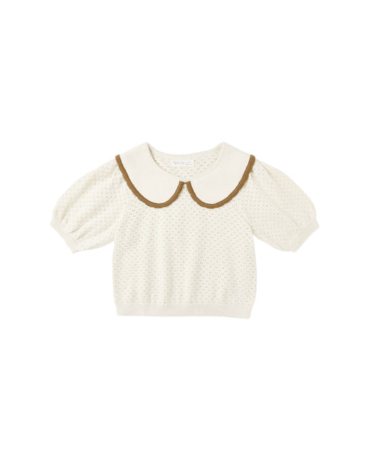 Rylee & Cru - Natural Pointelle Collared Top