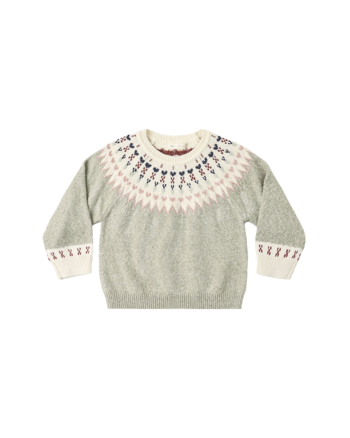 Rylee & Cru Sage Fair Isle sweater featuring a cozy knit design with intricate multicolor patterns, perfect for winter wear.