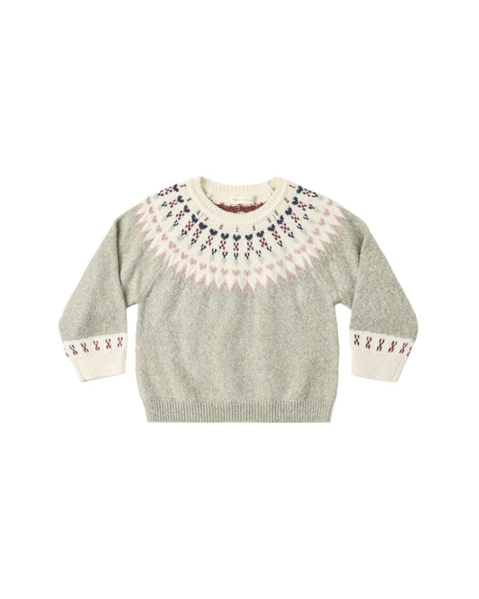 Rylee & Cru Sage Fair Isle sweater featuring a cozy knit design with intricate multicolor patterns, perfect for winter wear.