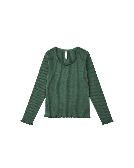 Green Ribbed Long Sleeve