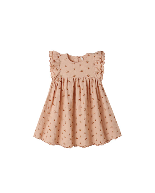 Rylee & Cru Melon Kinsley Dress for girls, pink and green floral pattern, lightweight fabric, front button closure, casual style