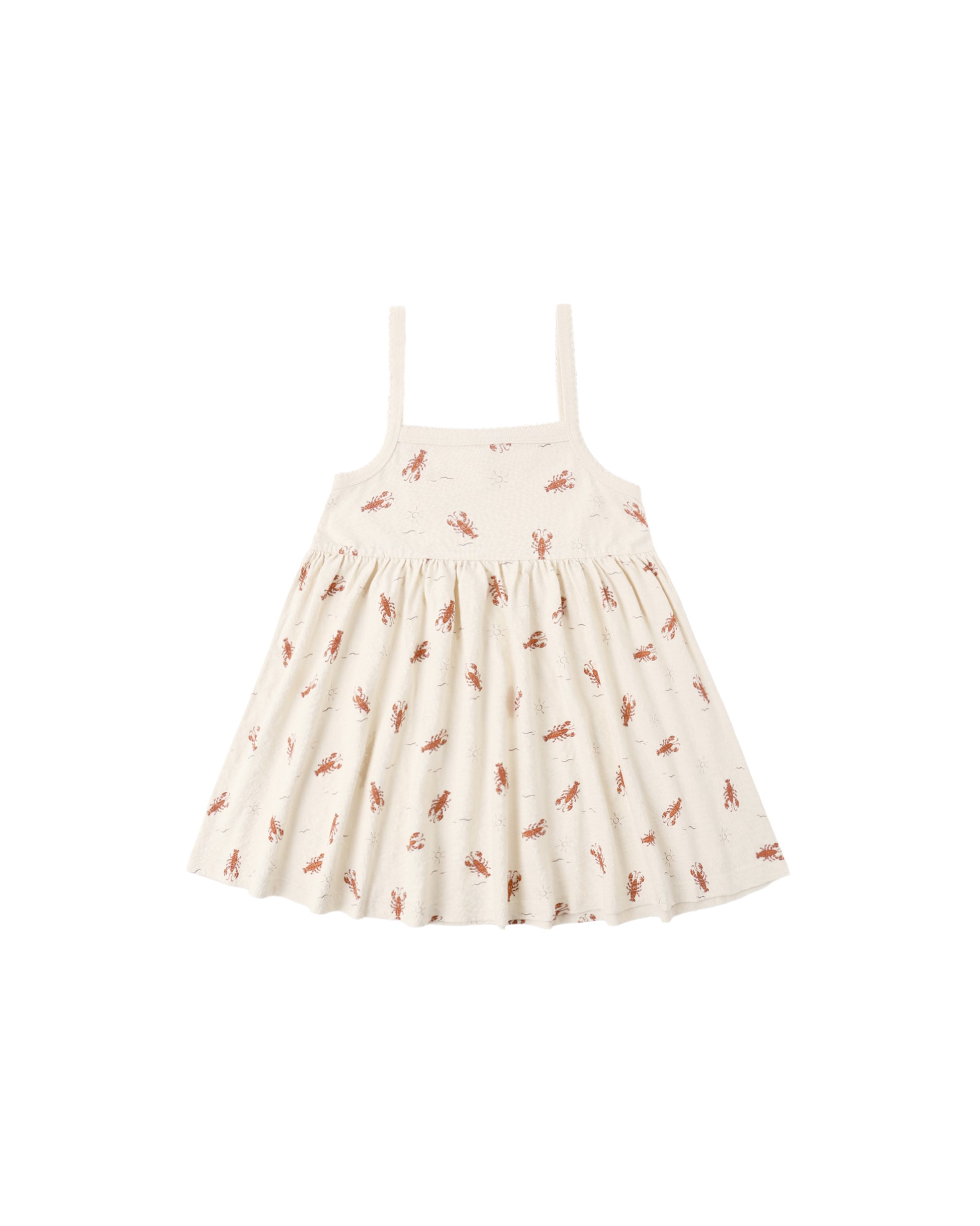 Rylee & Cru Lobsters Lea Dress in natural color, featuring a soft fabric and playful lobster print, perfect for casual wear.