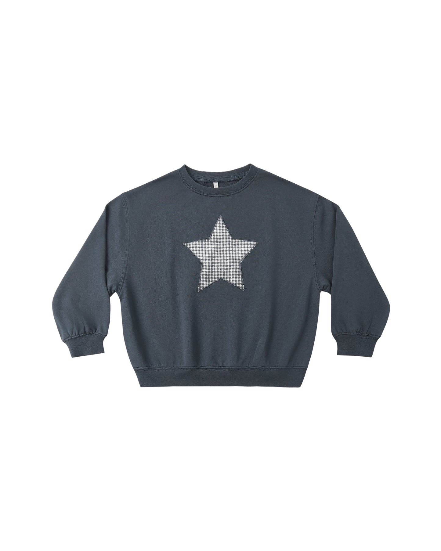 Navy Rylee & Cru Pier Sweatshirt with long sleeves and soft fabric, displayed flat on a white background.