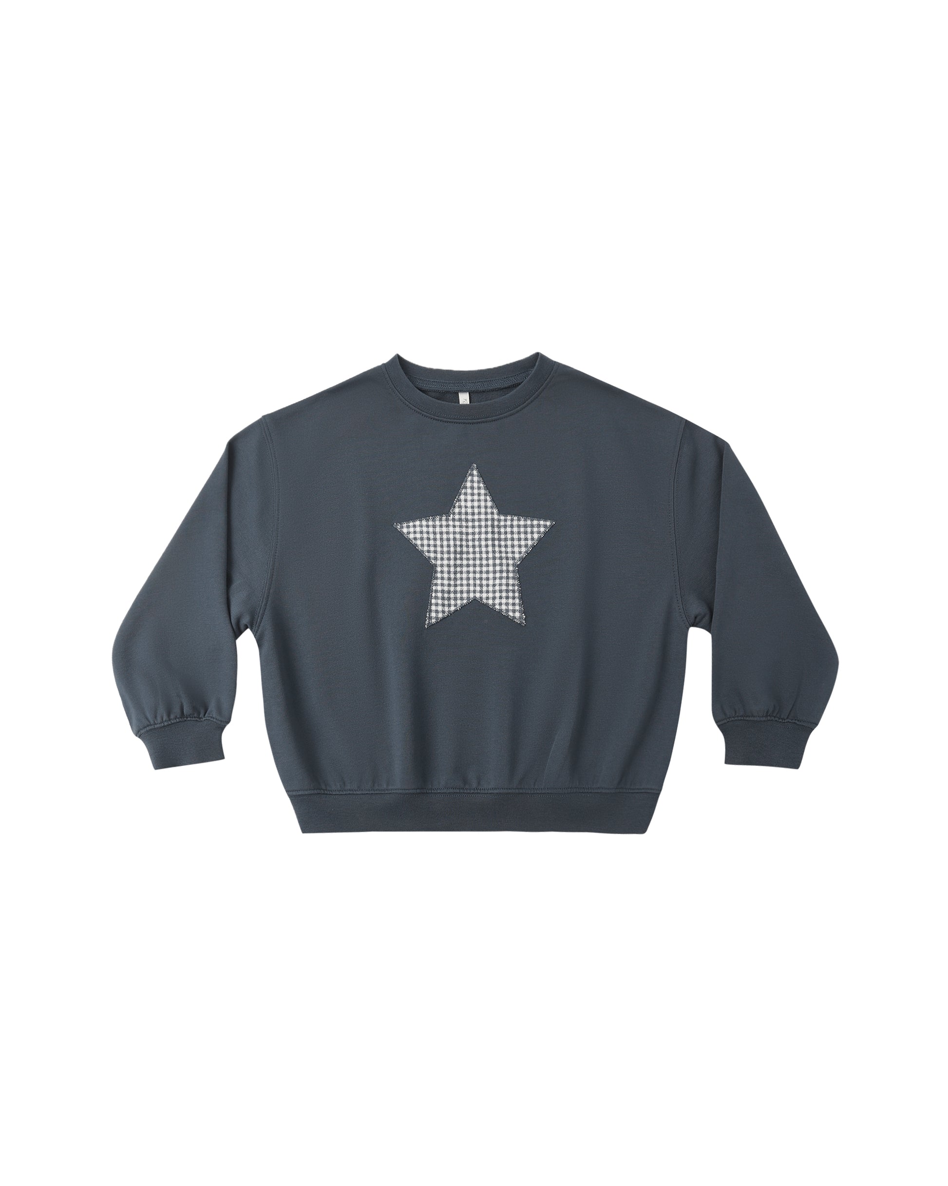 Navy Rylee & Cru Pier Sweatshirt with long sleeves and soft fabric, displayed flat on a white background.