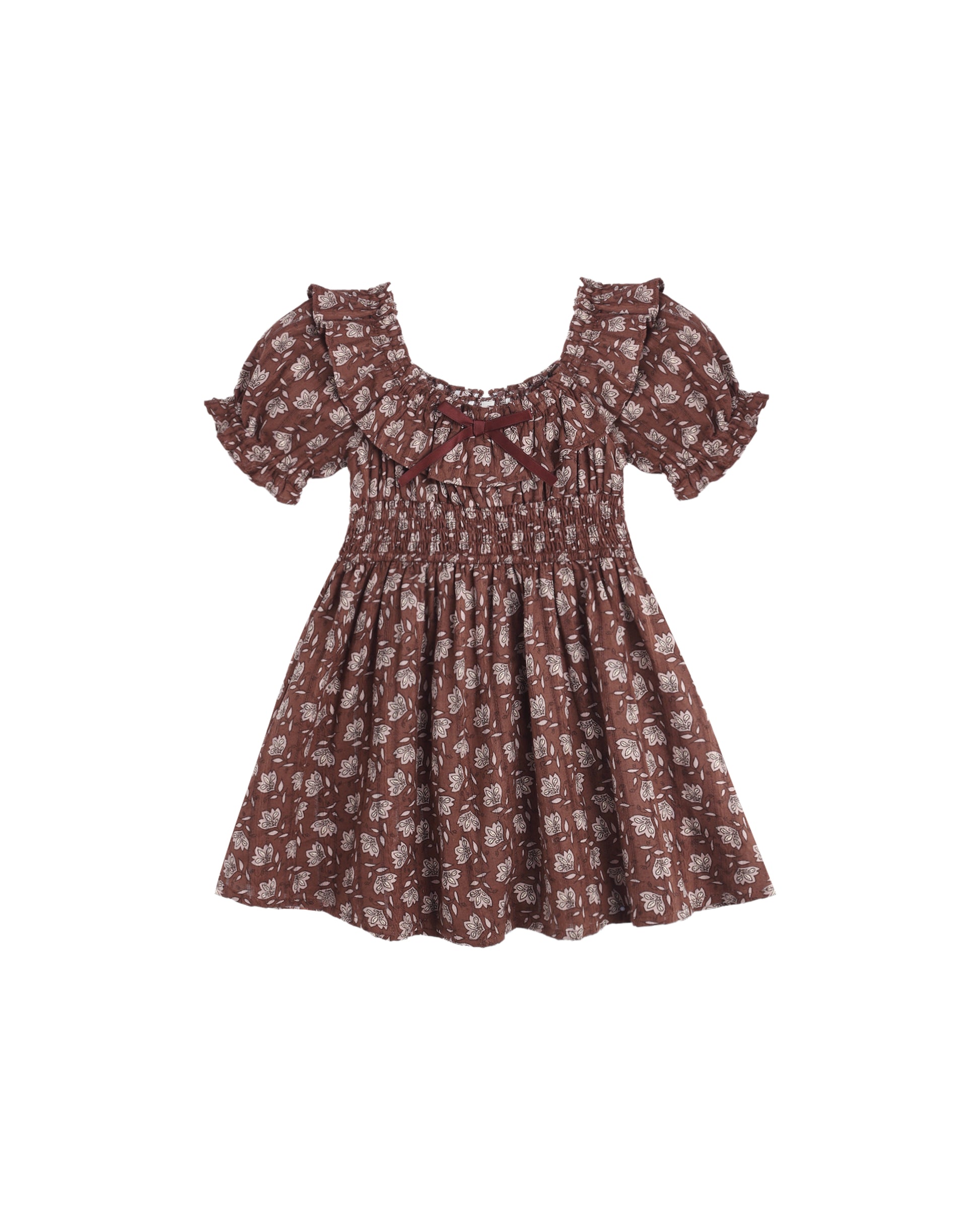 Rylee & Cru Mulberry Iris Dillon Dress for girls, pink floral pattern, soft fabric, and ruffled details, perfect for spring.