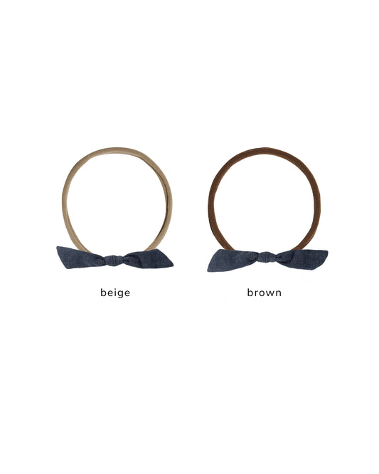 Navy Little Knot Headband by Rylee & Cru featuring a soft fabric headband with a small knot detail for babies and toddlers.